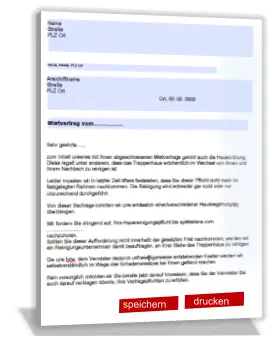 Abmahnung von Hausverwaltung an Eigentümer Musterschreiben