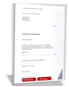 Kündigung Arbeitsvertrag Muster