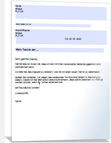 Musterschreiben Absage Arzttermin, Schadensersatz, Musterschreiben
