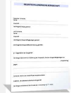 Burgschaftsvertrag Vorlage Burgschaft Muster Vordruck