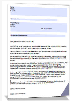 Musterschreiben An Mieter Uber Die Einbehaltung Der Mietkaution