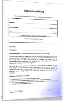 Mietbürgschaft,Vorlage,Muster für eine Bürgschaft