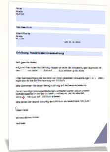 Erhöhung der Nebenkostenvorauszahlung Musterschreiben