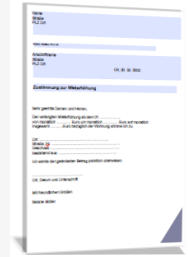 Musterschreiben Zustimmung zur Mieterhöhung