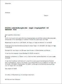 Formular, Antrag Umgangskosten für das Kind