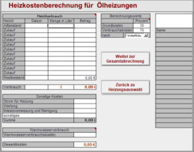 Werte für Ölheizungen werden eingetragen