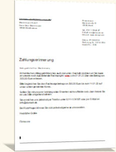 Zahlungserinnerung Musterschreiben